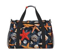Starfish and Seashell Pattern Print Ample Space Travel Duffle Bag Carry On Tote 19.7x13x10.2 in Stylish Tote for Gym