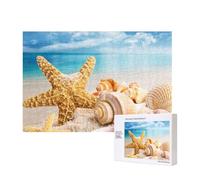 Starfish And Seashells On Beach,300 Pieces Wooden Jigsaw Family Game Jigsaw Puzzles for Adults Teens Home Decor