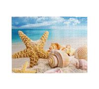 Starfish And Seashells On Beach,500 Pieces Puzzles for Adults-Wooden Jigsaw Puzzle for Adults Elderly