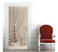 Starfish and Shells Door Stickers for Interior Doors Beach Themes 3D Door Sticker Murals Decals Wallpaper Self Adhesive Waterproof Poster for Bedroom Living Bathroom 80x200 cm d-3000
