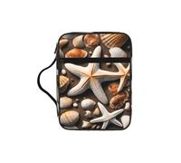Starfish and Shells Print Bible Cover Case, Carrying Book Case with Durable Handle Bible Protective Church Bag for Men Women