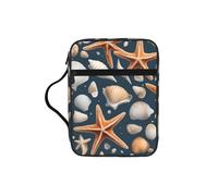 Starfish and Shells Print Bible Cover Case, Carrying Book Case with Durable Handle Bible Protective Church Bag for Men Women