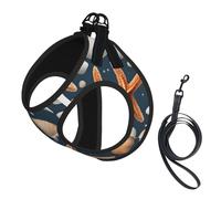 Starfish and Shells Print Dog Harness with Leash Set with Thickened Padded Vest for Extra-Small/Small Medium Dogs
