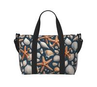 Starfish and Shells Print Hand Travel Bag with Zipper Weekender Overnight Bag for Women Men Carry On