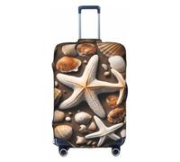Starfish And Shells Print Travel Elastic Suitcase Luggage Baggage Cover Protector, Washable And Anti-Scratch, White, M