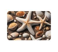 Starfish and Shells Print Ultra Thin Door Mat,Rug Perfect for Indoor Front Door,Back Door,Patio and Entryway