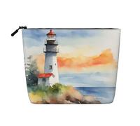 Starfish and shells Printed Reusable Cosmetic Bag â€“ Travel Toiletry Organizer, Zipper Pouch for Makeup Accessories, Lighthouse, One Size
