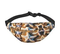 Starfish Beach Adjustable Belt Hip Bum Bag Fashion Water Resistant Hiking Waist Bag for Traveling Casual Running Hiking Cycling, Black, One Size