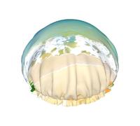 Starfish Beach Sea Palms Print Shower Cap For Women,Reusable Bath Cap,Breathable Shower Caps,Bathing Shower Caps With Adjustable