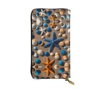starfish beach with Printed leather wallet, 7.5 x 4.1-inch long credit card holder, portable travel cash wallet