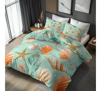 Starfish Bedding Emperor Duvet Cover Sets, Seashell Conch Quilt Cover 3 Piece, Starfish Room Decor Bedding Set&Gift Super Soft Microfibre With 2 Pillowcase, No Comforter