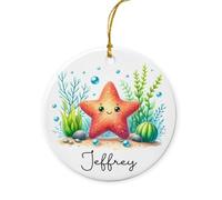 Starfish Christmas Tree Decorations Keepsake Ceramic Noel Xmas Tree Hanging With Ribbon Christmas Pendant