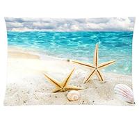 Starfish Coast Sea Shells Beach Sand Clouds Nature Style Pillowcase Cover 20x30 (one side) Cotton Pillow Case