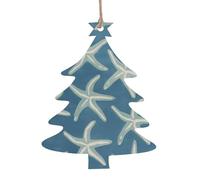 Starfish Coastal Wool Patterned wooden ornaments, a set of 6 decorations, suitable for hanging on Christmas trees and fireplaces.