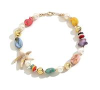 Starfish Conch Beaded Charm Choker Necklace for Women Ocean Beachy Sea Shell Star Boho Beaded Pearl Seashell Necklaces Colorful Sweet Style Cute Summer Beach Holiday Coastal Jewelry Accessories