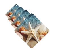Starfish Coral and Seashell Car Air Freshener Cards for Women Men 4 Pack Cute Car Accessories Long Lasting Scent Car Diffuser Hanging Auto Aromatherapy Tablets Car Fresheners Gifts