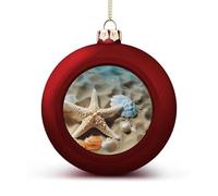 Starfish Coral And Seashell Christmas Tree Ornaments 1.6 Inch Shatterproof Pc Plastic Balls with Lanyard Baubles Hanging Christmas Ball Ornaments for Xmas Tree Holiday Party Wedding Home Decorations-r