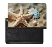 Starfish Coral And Seashell Passport Holder with 3 Card Slots, Portable PU Leather Travel Wallet, Slim Protective Cover for Passport, ID, Credit Cards