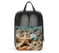 Starfish Coral And Seashell Shoe Bag Waterproof & Breathable Shoe Pouch for Travel, Portable Carry Case for Sports Sneakers, Gym, Vacation