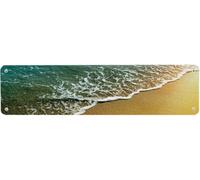 Starfish Decor Modern Tin Sign,Summer Sunset Scenery Shoreline Sand Sea Waves Calm Tranquil Island Paradise Decorative 40x10 cm Notice Sign for Indoor Outdoor Yard Street Signs