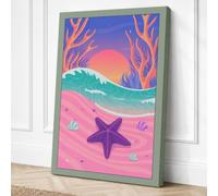 Starfish Dreams Coastal Canvas Wall Art Print 24x16 Inch
