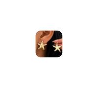 Starfish Earrings for Women Dainty Gold Starfish Stud Earrings Boho Beach Statement Earring for Women Summer Vacation Jewelry, M, Metal, No Gemstone
