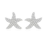 Starfish Earrings for Women Gold Silver Thick Sea Shell Pendant Jewelry Delicate Beach Summer Theme, Cubic Zirconia, Cubic Zirconia