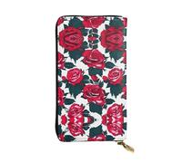 Starfish Fishing Nets Leather Wallets for Women Man, Wallets Large Billfold with 12 Card Slots,Wallet Passport wallet, Rose Flower Floral Picture, One Size
