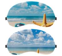 Starfish Flip-Flops on the Sandy Beach 2-Pack Eye Patch and Eye Masks Set, Light-Blocking, Soft, Breathable Sleep Mask Kit