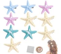 Starfish Hair Clips for Women, Cute Resin Beach Sea Star Hair Pins, Mermaid Accessories for Women, Handmade Natural Seashell Hair Clips, Mermaid Hair Clips Accessories (Mix)