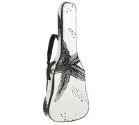 Starfish in Black on a White Background Padded Guitar Bag, Protective Acoustic Guitar Cover Gig Bag for Electric Bass Classical Guitar