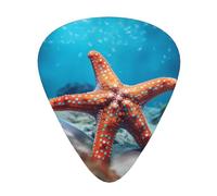 Starfish in the Sea Printed pick set - 12 pieces, thin, medium and thick guitar picks, suitable for guitar, bass, electric guitar and ukulele