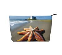 Starfish Lighthouse Beach Corduroy Makeup Bag Travel Cosmetic Bag Organizer Toiletry Bag