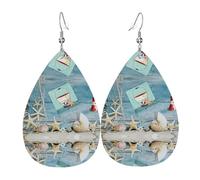 Starfish Lighthouse Beach Leather Earring For Women Teardrop Pierced Leather Earrings Set Birthday Xmas Jewelry Gifts For Women