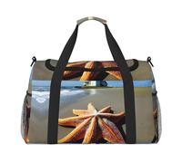 Starfish Lighthouse Beach Travel Tote Bag - Large Reusable Shopping Bag, Vacation Tote, Sports Duffel Bag with Adjustable Crossbody Strap, Black, One Size
