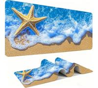 Starfish Mouse Pad 700x300mm, Gaming Accessories Mouse Mat - Mousepad with Non-Slip Base and Stitched Edge Compatible with Laser and Optical Mice Table Pad for Gaming Office Work Beach j0zj-635