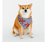 Starfish Navy Blue Stripe Pattern Dog Bandanas, Comfortable Cotton Triangle Bibs Scarfs for Dogs Or Cats, Cute Pet Kerchief for Small Medium Large Dogs-Large