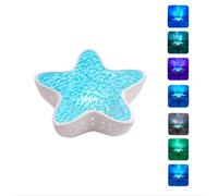 Starfish Ocean Projection lamp, 7-Color Ocean Wave Projection lamp, Starfish Water Ripple Bedroom Night Light, Suitable for Bedroom/Party Room Decoration
