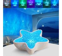 Starfish Ocean Projection Lamp,Romantic Water Ripple Night Light,7 Colors Gradual Ceiling Wave Projector Lamp,Underwater Aurora Halosphere Light for Bedroom,Living Room,Party