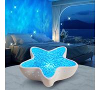 Starfish Ocean Wave Projector Light, 7-Color Sea Star Lamp, 3D Holographic Water Ripple Romantic Ambient Lighting for Child's Room, Aurora Night Light, Birthday and Christmas Gifts for Children