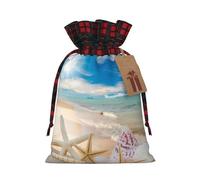 Starfish on the Beach Patterned decorative gift bag, drawstring candy bag, reusable, suitable for storing gifts or everyday items.