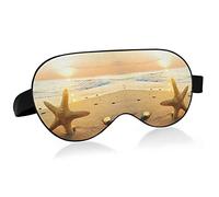 Starfish on The Beach. Summer Time at Sunrise Eye Masks Cover Blocks Light Sleep Mask Shade Cover Blindfold Relaxing Eyeshade Cover with Adjustable Head Strap for Men Women Kids