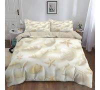 Starfish on the Beach Super King Size Duvet Cover Sets 3D Printed Microfiber Ocean Shells Bedding Set Ultra-Soft Quilt Cover 260 x 220 cm with Zipper Closure and 2 Pillowcases 50x75 cm a.383