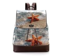 Starfish on the Sand Beach in Sea Water Women Backpack, Small Travel Flap Rucksack Handbag Causal Daypack for Ladies Girls