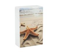 Starfish on The Sand Beach Landscape Cigarette Case 85mm King Size, Crushproof Plastic Cigarette Box Holder for Men Women Cigar Protective Cover Waterproof Cigarettes Holder 20 Capacity
