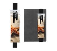 Starfish On The Sand Beach Landscape Elastic Band Pen Holder Detachable Pu Leather Pen Sleeve Pouch Journal Pencil Holder Pencil Case Office Supplies Gift For Hardcover Journals Notebooks Planners