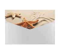 Starfish on The Sand Beach Landscape File Folder, Plastic Accordion File Folders with 6 Pockets, Expanding File Organizer with Snap Closure, Portable Document Paper Organizer, Office Supplies Filing F