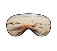 Starfish on The Sand Beach Landscape Sleep Mask,Adjustable Strap Sleeping Mask, Complete Light Blocking Sleep Shade Cover,Soft Breathable Comfortable Blindfold for Women and Men