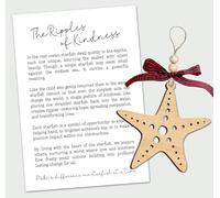 Starfish Ornament - The Ripples of Kindness Story Card - Inspirational Wooden Sea Star Decoration - Encouraging Acts of Compassion - Uplifting Reminder for Everyday Positivity