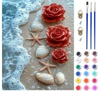 Starfish Paint by Numbers for Adults on Canvas, Paint by Numbers Kits Flower, DIY Crafts for Adults Oil Painting Art Kits with Acrylic Oil Painting and Brushes, Home Wall Decor Gifts 16x20in A-2454